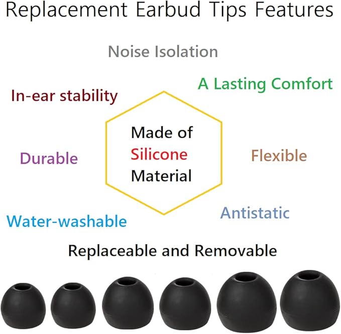 Silicone Earbud Replacement Tips Earbud Tips Ear Bud Covers - Image 4