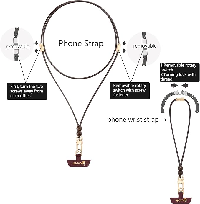 Leather cell phone lanyard Detachable Phone Chain Strap 2-in-1 Phone Chain - Image 4