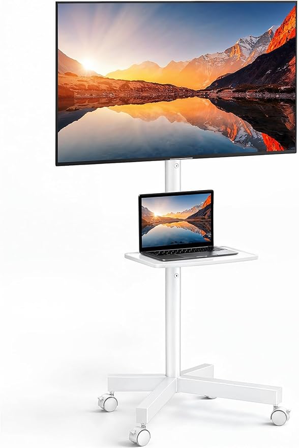 PERLESMITH Rolling White TV Stand by PERLESMITH