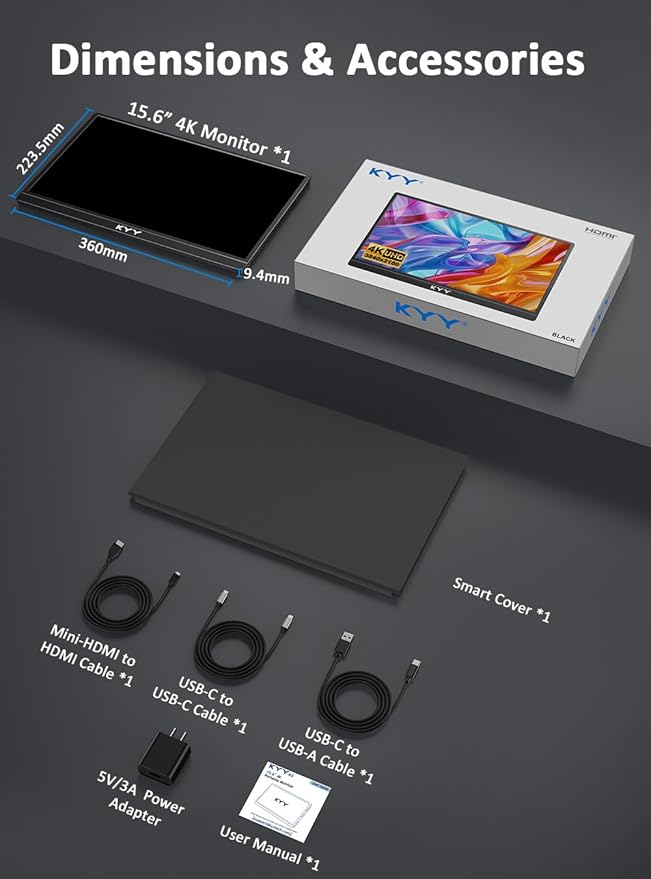 KYY 4K Portable Monitor 15.6" Portable Monitor - Image 9