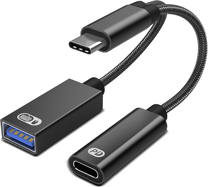 USB C to USB OTG Adapter, 2 in 1 USB C Splitter by AKWOR