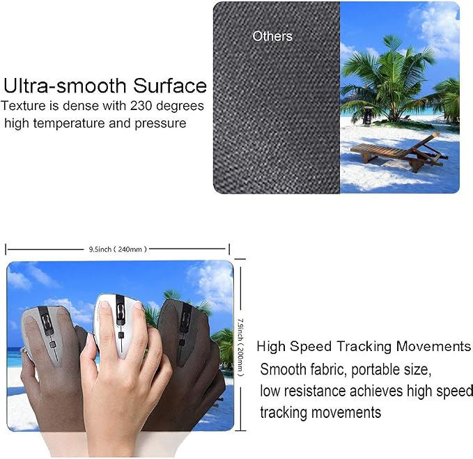 Tropical Beach Mouse Pad, Coconut Palm Trees Shadows on Hawaii Shore Summer - Image 3