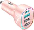 USB C Car Charger Cigarette Lighter Adapter 75W 4-Port Fast Car Charger Fast by Sincerityisworththewait