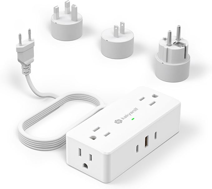 Kakyanill European Travel Plug Adapter, EU/UK/JP Plug Adapter, 4 AC Outlets by kakyanill