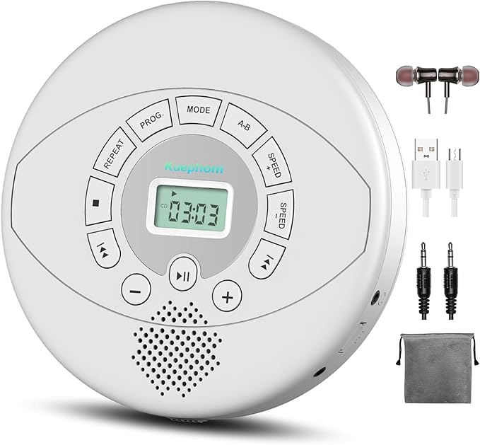 Portable CD Player with Built-in Speaker: KUEPHOM Rechargeable Discman with by KUEPHOM