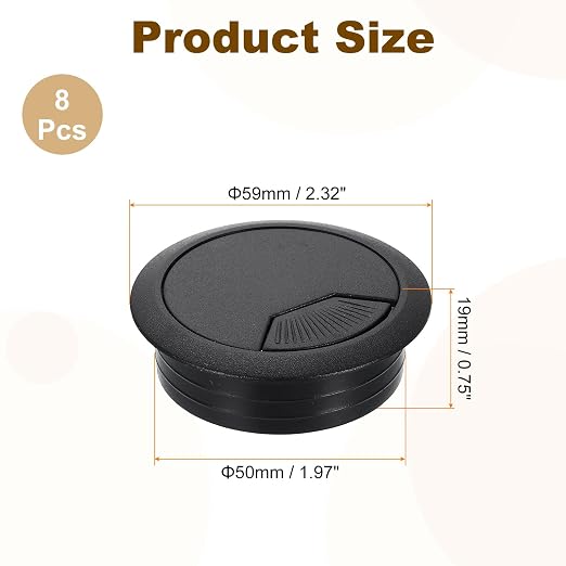 uxcell 8 Pcs 50mm Desk Grommet, Plastic Cable Hole Cover, Wire Cord Cable - Image 2