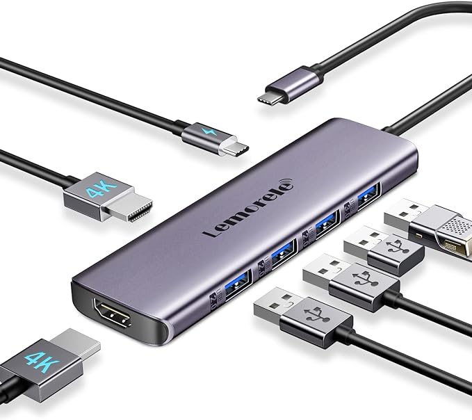Lemorele USB C Docking Station for Laptop, 7 in 1 USB C Hub by Lemorele