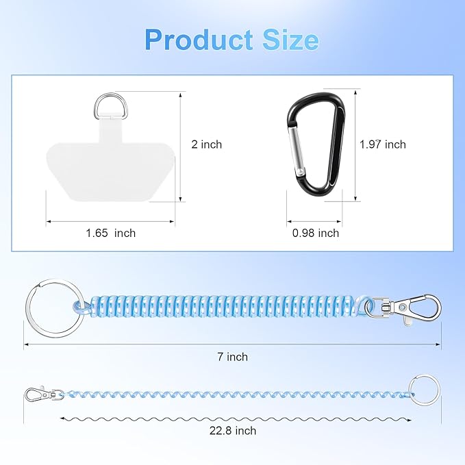 SHANSHUI Phone Tether, 4 x Tether Pacthes & Carabiner Clips Universal Cellphone - Image 7
