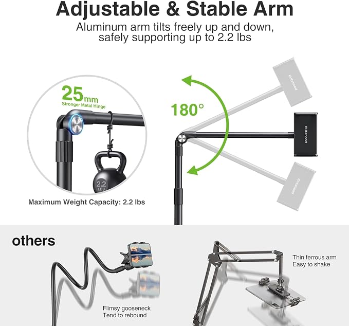 elitehood iPad Stand Floor, Height Adjustable Tablet Floor Stand - Image 3