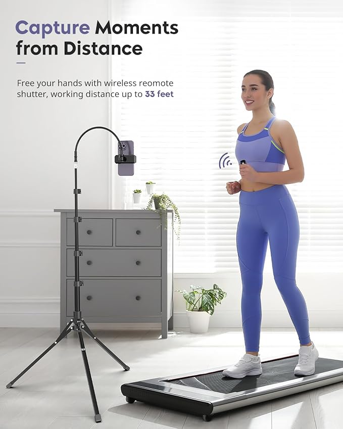 Aureday Phone Tripod, Remote and Phone Holder, Overhead & Selfie Stick - Image 6