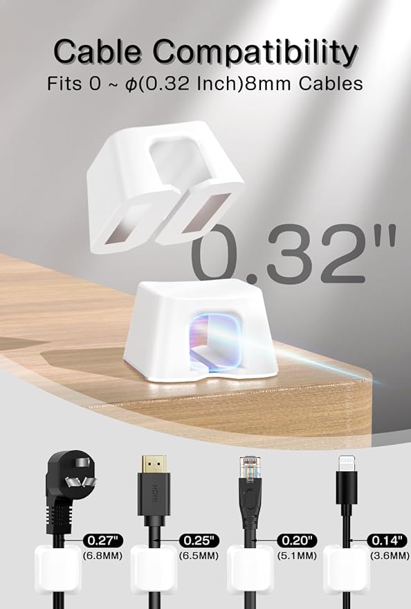 Viaky 8 Pack Magnetic Cable Clips, Large Size Under Desk Cable Management - Image 3