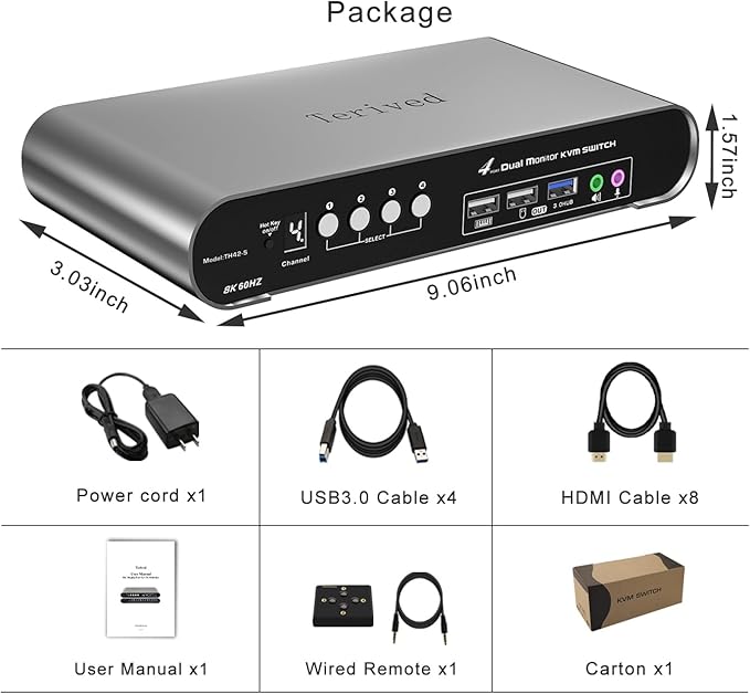 4 Computers 2 HDMI Monitor Automatic KVM Switch 8K@60Hz, Hotkey Switching - Image 7