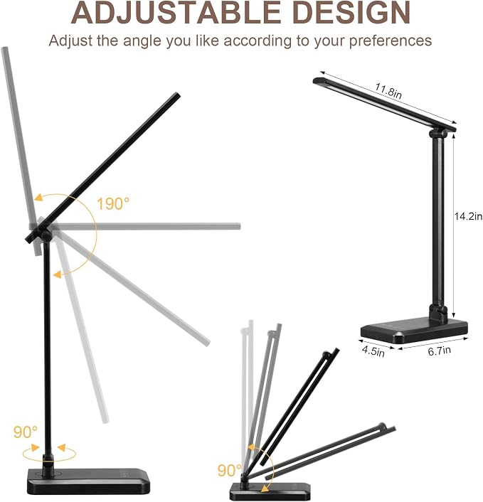 LED Desk Lamp with USB Charging Port Whole White - Image 3