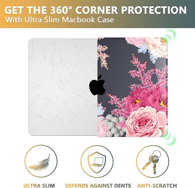 CISSOOK Gorgeous Floral Case for MacBook Pro 14 Inch 2024 2023 2021 Release M4 - Image 9