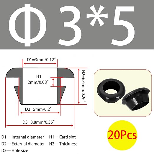 Qrity 20 PCS Rubber Grommets Cable Railing, Car Grommet, Cable Railing - Image 2