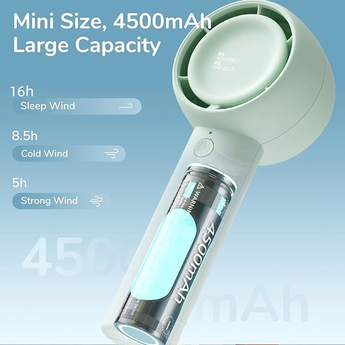 JISULIFE Mini Portable Fan-Bladeless Safe Design, Powerful Turbo Handheld Fan - Image 3