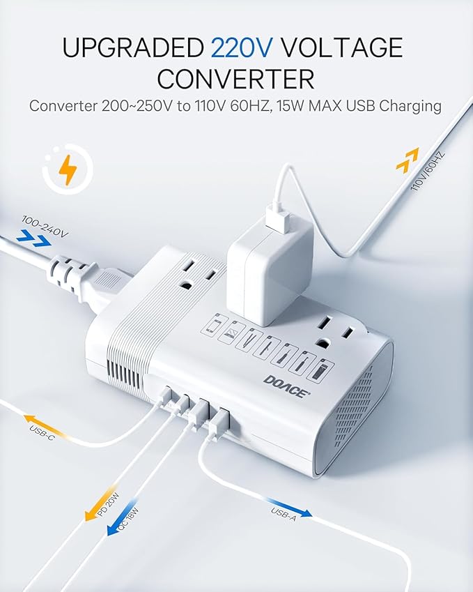 DOACE 350W Voltage Converter US to Europe - 220V to 110V Converter - Image 4