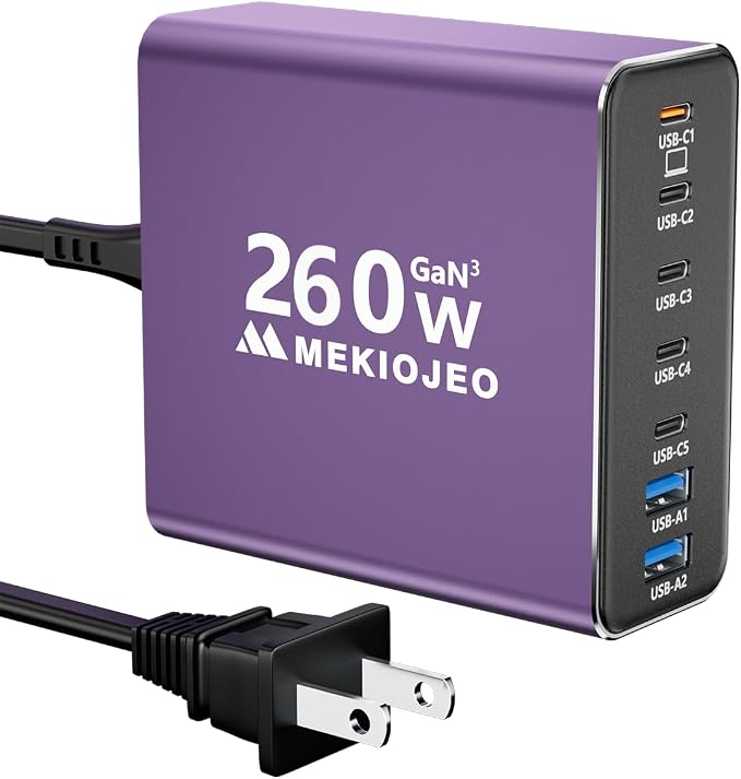Aluminum Alloy USB C Charger GaN Fast USB C Charging Station 7 Ports 65W Laptop by MEKIOJEO