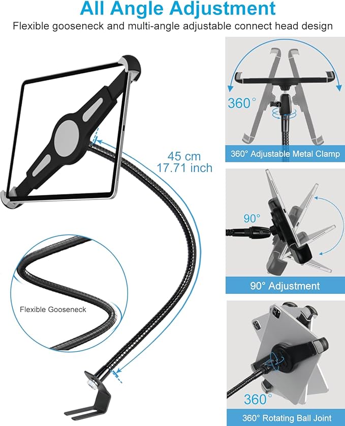 Gooseneck Car/Truck Seat Rail Tablet Holder Mount - Image 4
