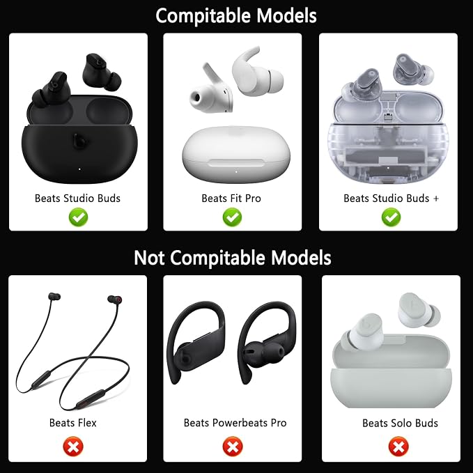 Replacement Silicone Ear Tips for Beats Fit Pro/Studio Buds/Studio Buds+ - Image 2