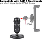 1" Ball Double Socket Arm with AMPS Hole Round Plate Base, Aluminum Alloy - Image 3
