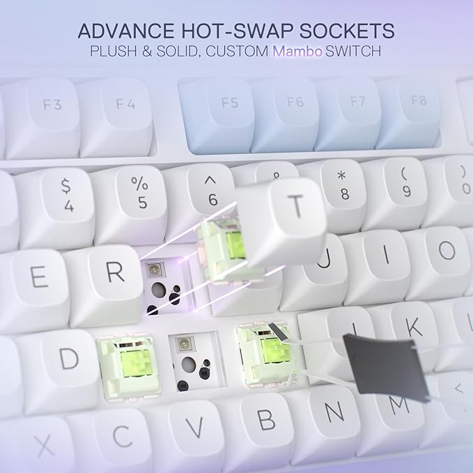 Redragon K673 MAX 75% Wireless Gasket RGB Gaming Keyboard, 3-Modes 81 Keys PBT - Image 5