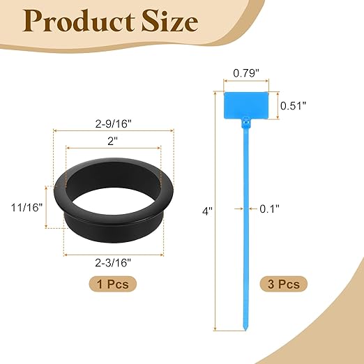 uxcell Desk Grommet, 2-3/16" Zinc Alloy Cable Hole Cover Wire Cord Organizer - Image 2