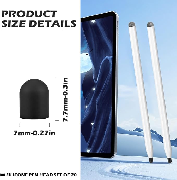 20Pcs Replacement Tips Silicone Rubber Touch Screen Pens Tips - Image 2