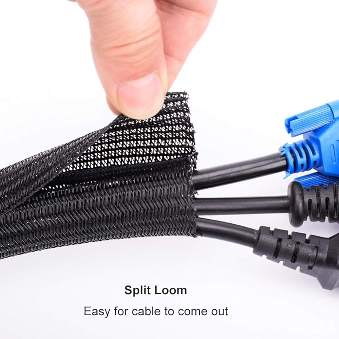 ZhiYo 6.6ft - 1/2 inch Cable Sleeve, Cord Wrap Wire Protector Tubing - Image 2