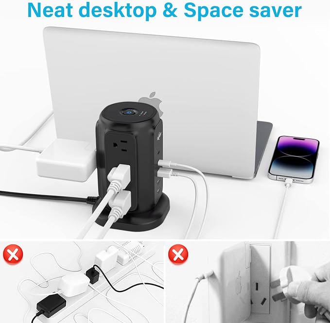 AiJoy Flat Plug Power Strip Tower - Image 5