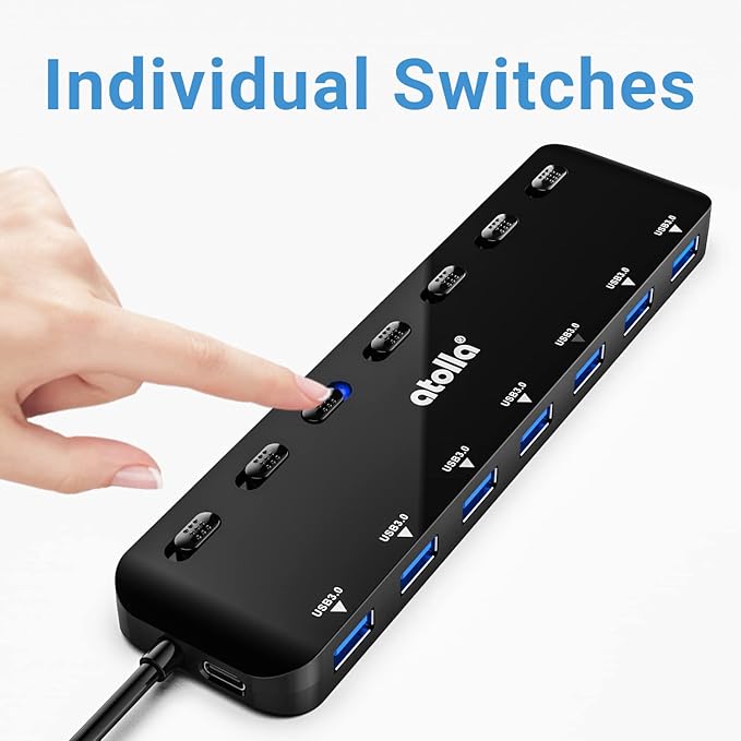 atolla 7-Port USB 3.0 Hub Splitter, USB Extender Ultra Slim Data USB Hub - Image 5