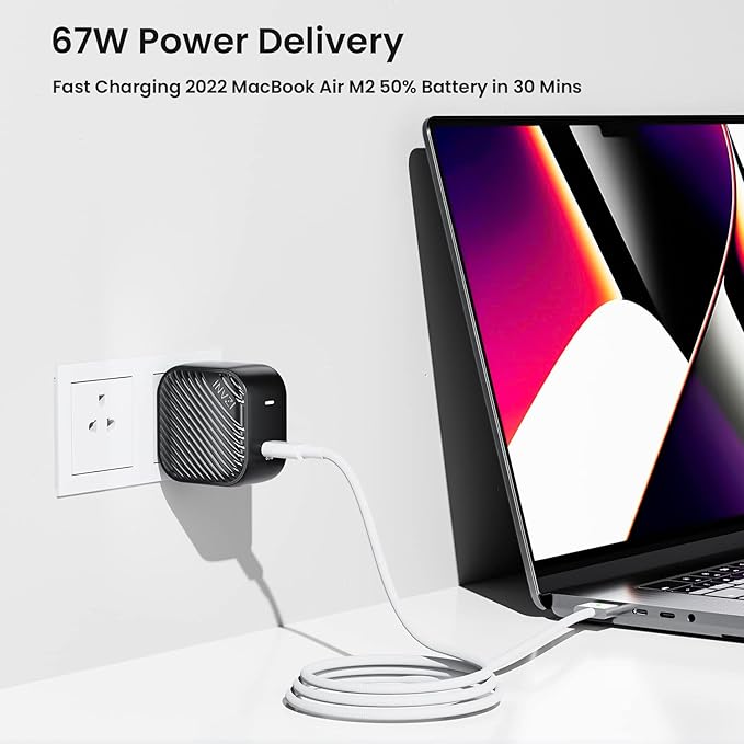 INVZI GaNHub USB C Charger 67W, GaN III PPS Mini Fast Foldable Power Adapter - Image 3