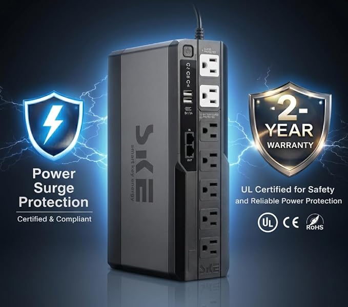 SKE VL625 625VA/360W UPS Battery Backup and Surge Protector - Image 5