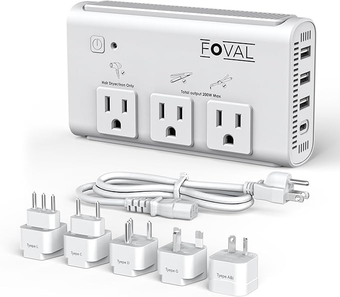 220V to 110V Travel Voltage Converter, FOVAL 2000W International Power Converter by FOVAL