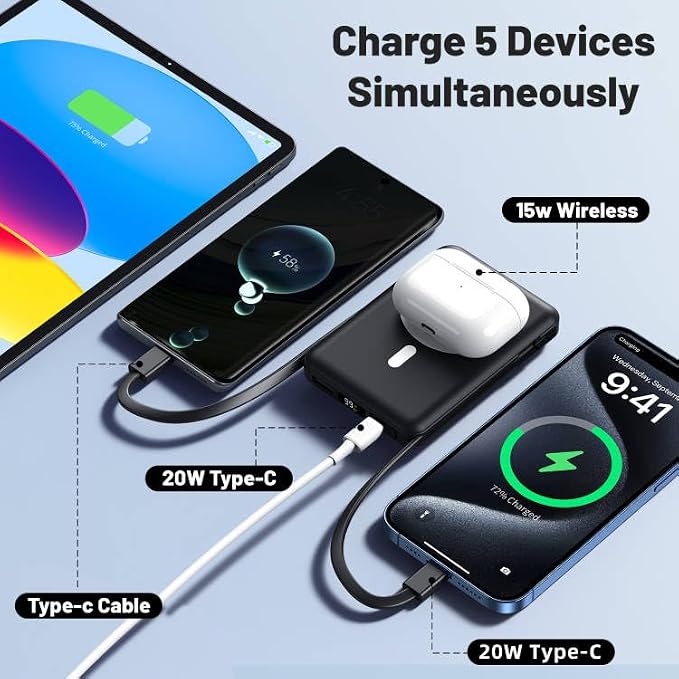 Azmuth for Magsafe Battery Pack, 10000mAh Magnetic Power Bank 22.5W PD Fast - Image 5