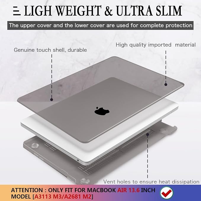 CISSOOK Compatible with MacBook Air 13.6 inch Case 2022 2024 2025 Release A2681 - Image 4