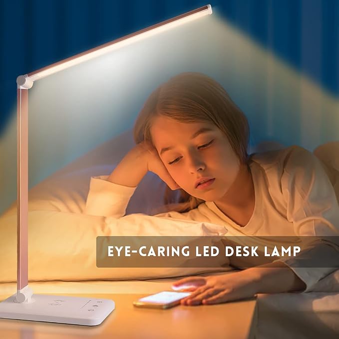 LED Desk Lamp with Wireless Charger, USB Charging Port, Desk Lighting with 10 - Image 8