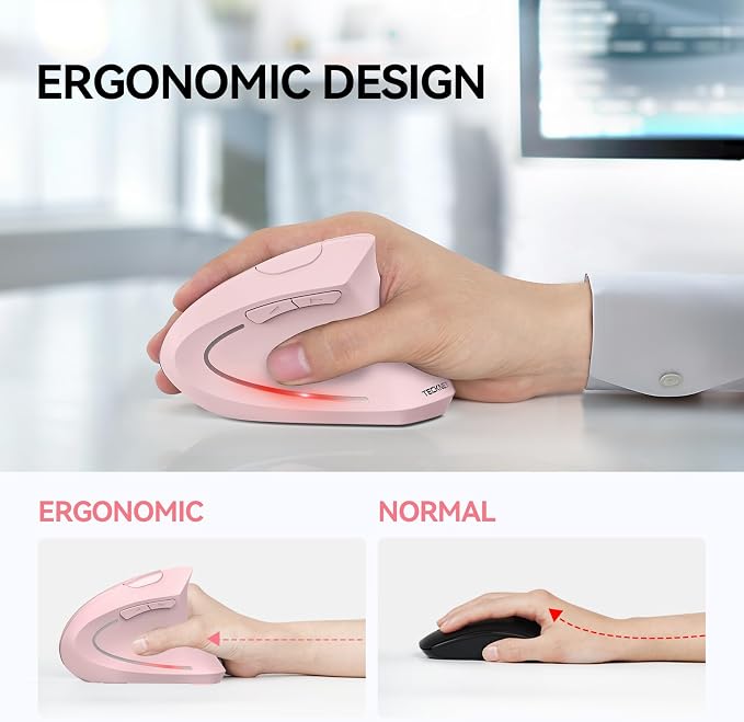 TECKNET Ergonomic Mouse, Wireless Bluetooth Vertical Mouse, 4800 DPI Optical - Image 5