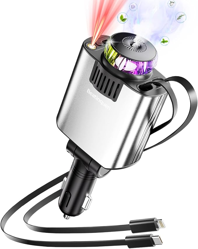 Retractable Car Charger with Air Freshener Diffuser & Star Lights, Car by Beatinquen