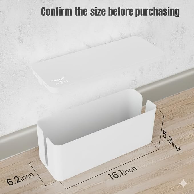 Large Cable Management Box, Cord Organizer to Hide Power Strip, Extension Cord - Image 2