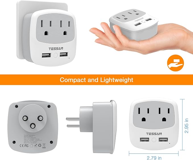 TESSAN Israel Power Adapter, Type H Travel Plug Adaptor - Image 6