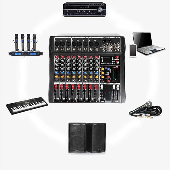 Professional 8 Channel Mixing Console Audio Mixer Bluetooth Digital USB MP3 - Image 4