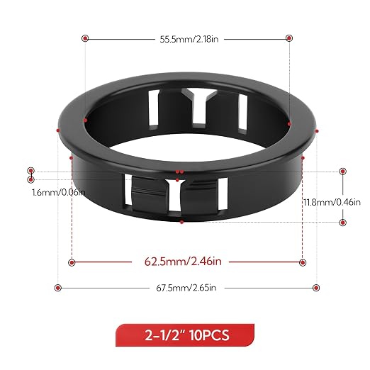 10PCS 2-1/2" Black Cable Snap Bushing Grommet, Snap in Cord Bushing Protect - Image 2
