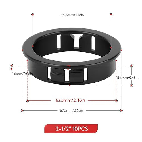 10PCS 2-1/2" Black Cable Snap Bushing Grommet, Snap in Cord Bushing Protect - Image 2