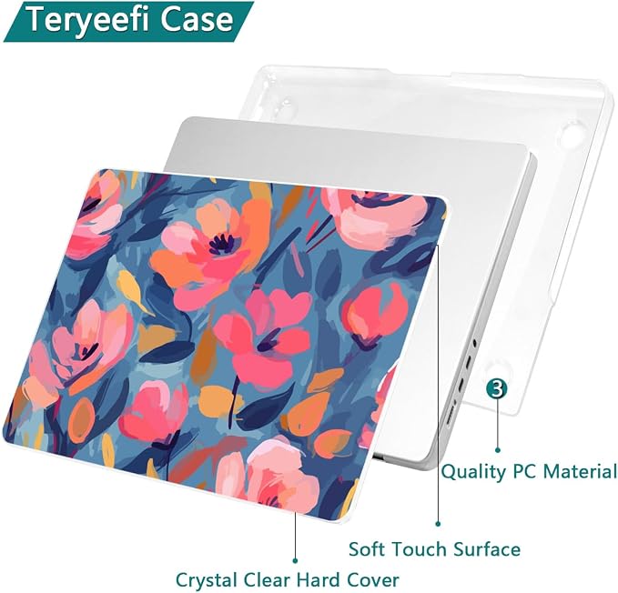 Teryeefi for M4 MacBook Pro 14 inch Case 2024 2023 2021, Hard Shell Cover + - Image 7