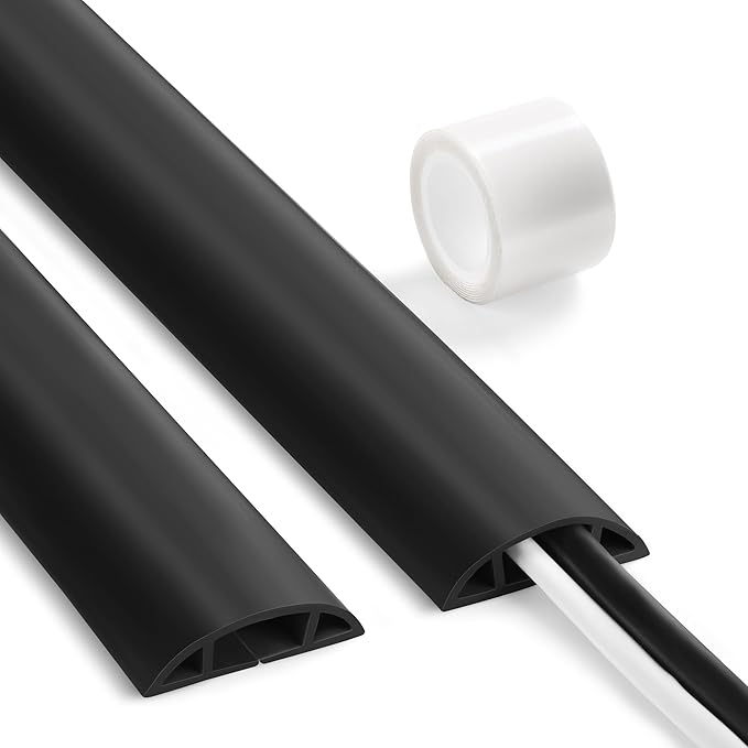 8.5ft Black Cord Protector, Soft Floor Wire Covers by LZEOY