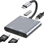 USB C to Dual HDMI Adapter, 4K@60Hz HDMI Splitter by Improveyourworkefficiency