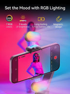 Gimbal Stabilizer for iPhone, Phone Gimbal w/RGB Magnetic Fill Light, Foldable - Image 2