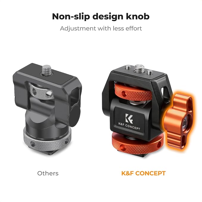 K&F Concept Adjustable Camera Monitor Mount, Aluminum Camera Mount 360° Swivel - Image 6