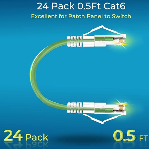 Rapink Patch Cables Cat6/ Cat6a 0.5ft Slim, Cat6a Ethernet Patch Cable 10G - Image 2